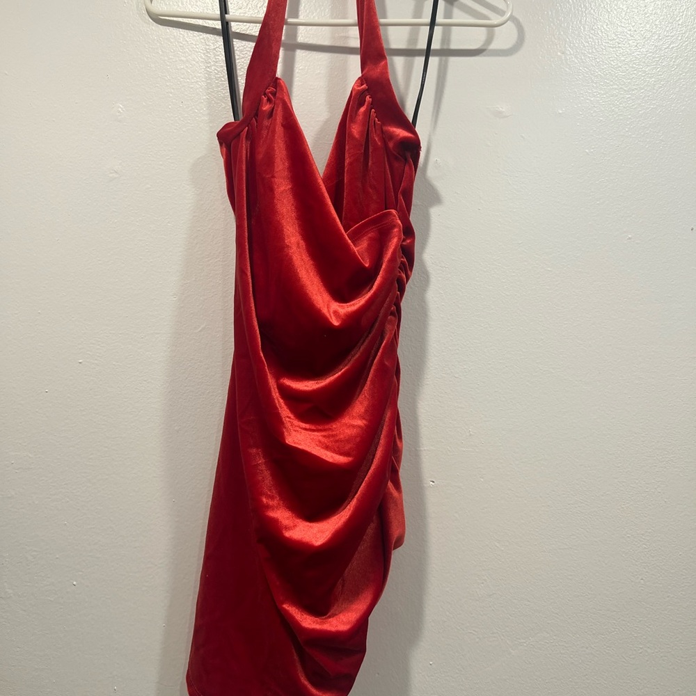 Forever 21 Red Backless Draped Dress